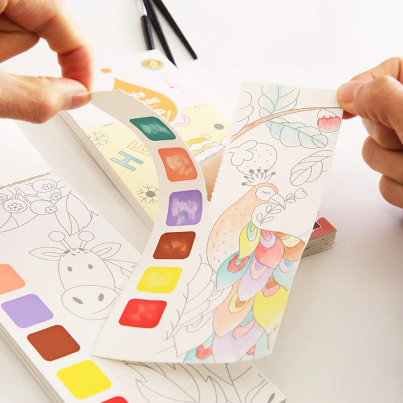 

Kids Portable Watercolor Painting Book Paint With Water Brush Gouache Graffiti Picture Coloring Drawing Toys Kindergarten Gifts