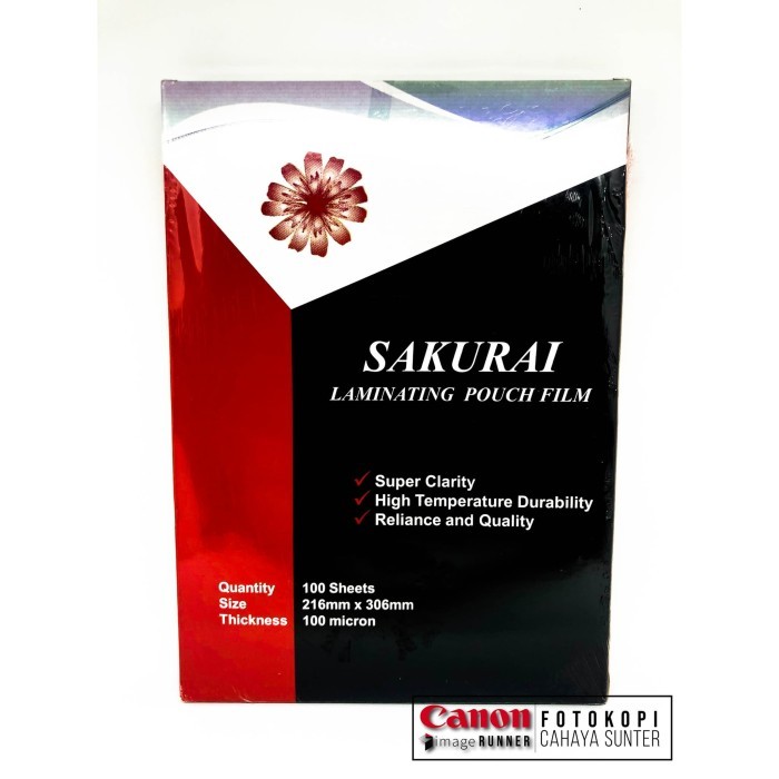 

Plastik laminating SAKURAI A4 216mm x 303mm 100micron