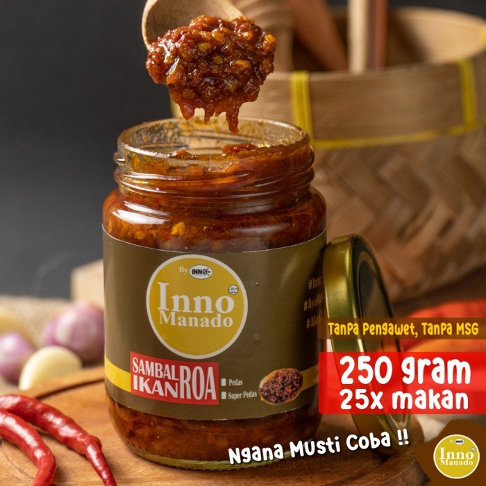 

New[Promo] SAMBAL IKAN ROA PEDAS - INNO MANADO - KEMASAN MINI JAR - EXTRA PEDAS 250