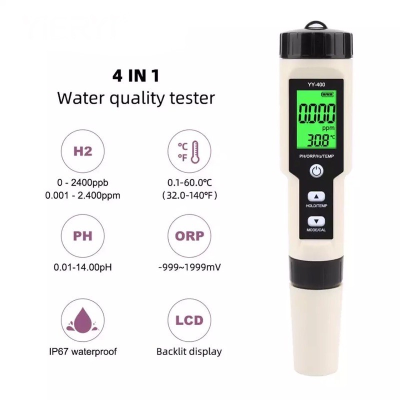 YY-400 4in1 PH/ORP/H2/Temperature hydrogen Ion Concentration Tester YY400