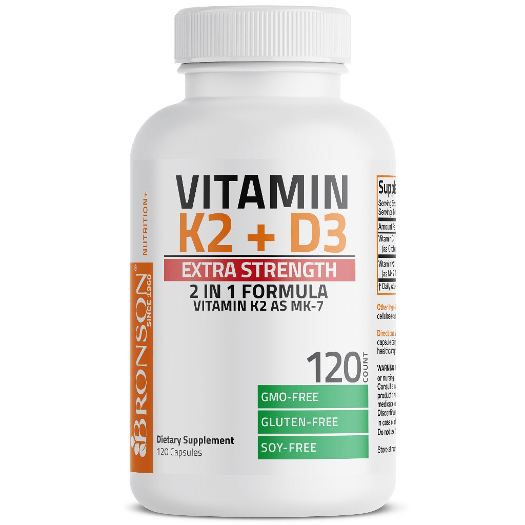 READYBronson 10000IU Vitamin D3 + 120mcg Vitamin K2 MK7 NON-GMO - 120 Capsules100% ASLI