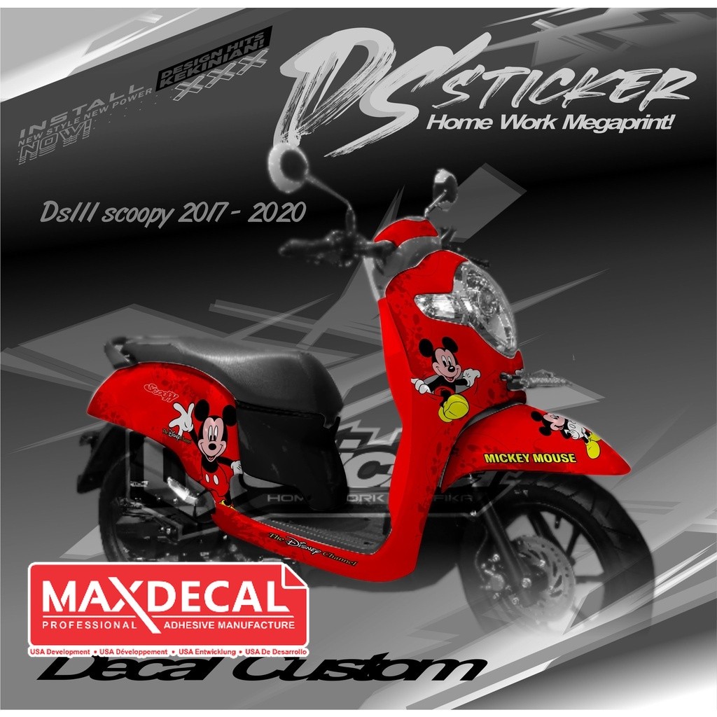 DS111 Decal Stiker Skotlet Scoopy 2019- 2020 Motif Mickey Mouse