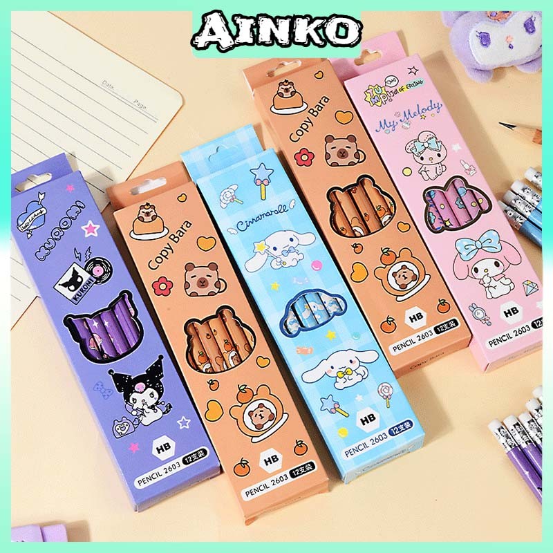 

【12 PCS】Pensil 2B Motif Kuromi Cinnamoroll My Melody Pochacco