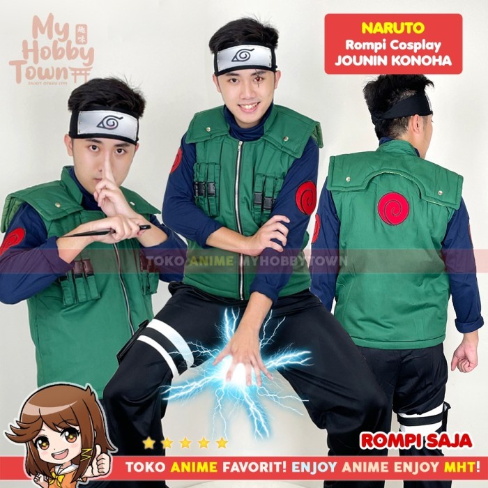 Rompi Vest Cosplay Kakashi Hatake Anime Naruto Jounin Jonin Ninja Konoha Azuma Sarutobi