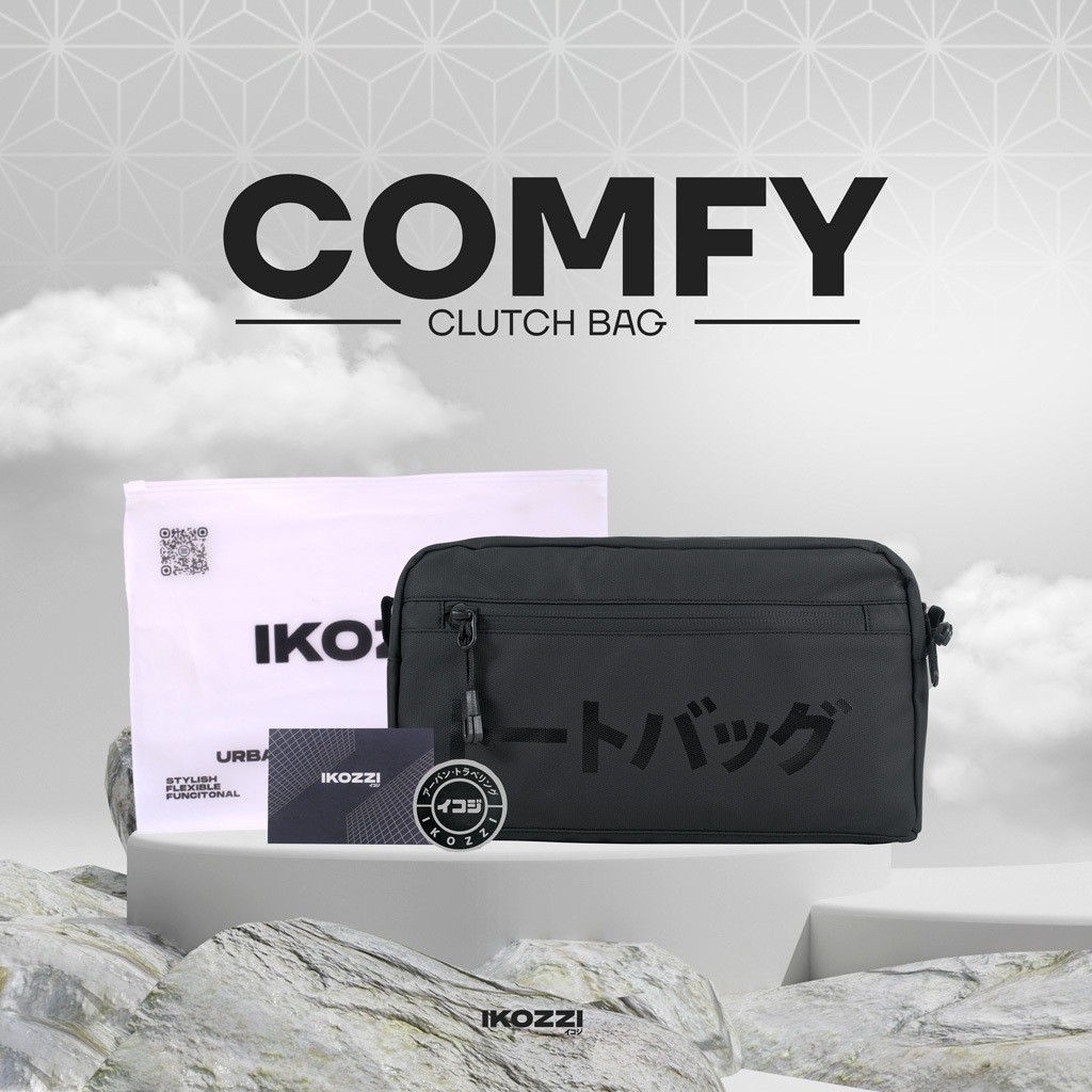 Ikozzi Tas Pria Comfy Handbag Pria Pouch Bag Cowok Tas Selempang & Genggam Clutch Bag Hitam