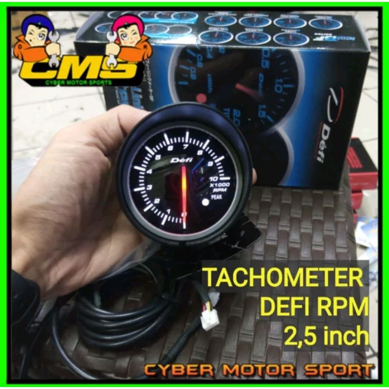 Tachometer RPM 2.5inch . Indikator defi 2.5inch RPM . takometer  rpm mobil universal