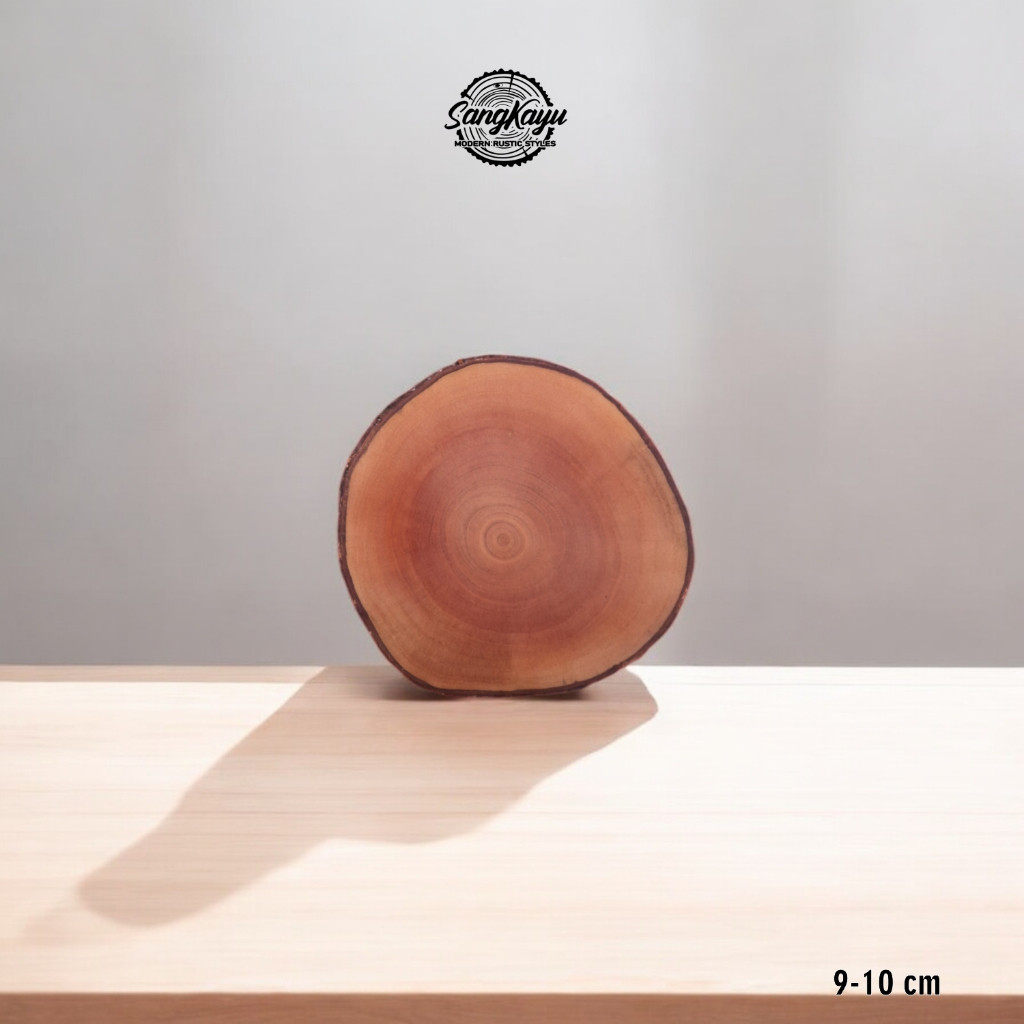 SangKayu Natural Wood Coaster Tatakan Kayu Bulat Alami / Wooden Coaster / Tatakan Gelas Kayu / Tatak