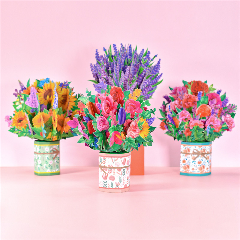 Pop-Up Flower Card Flora 3D Greeting Card for Birthday Mothers Father's Day Graduation Wedding Anniv