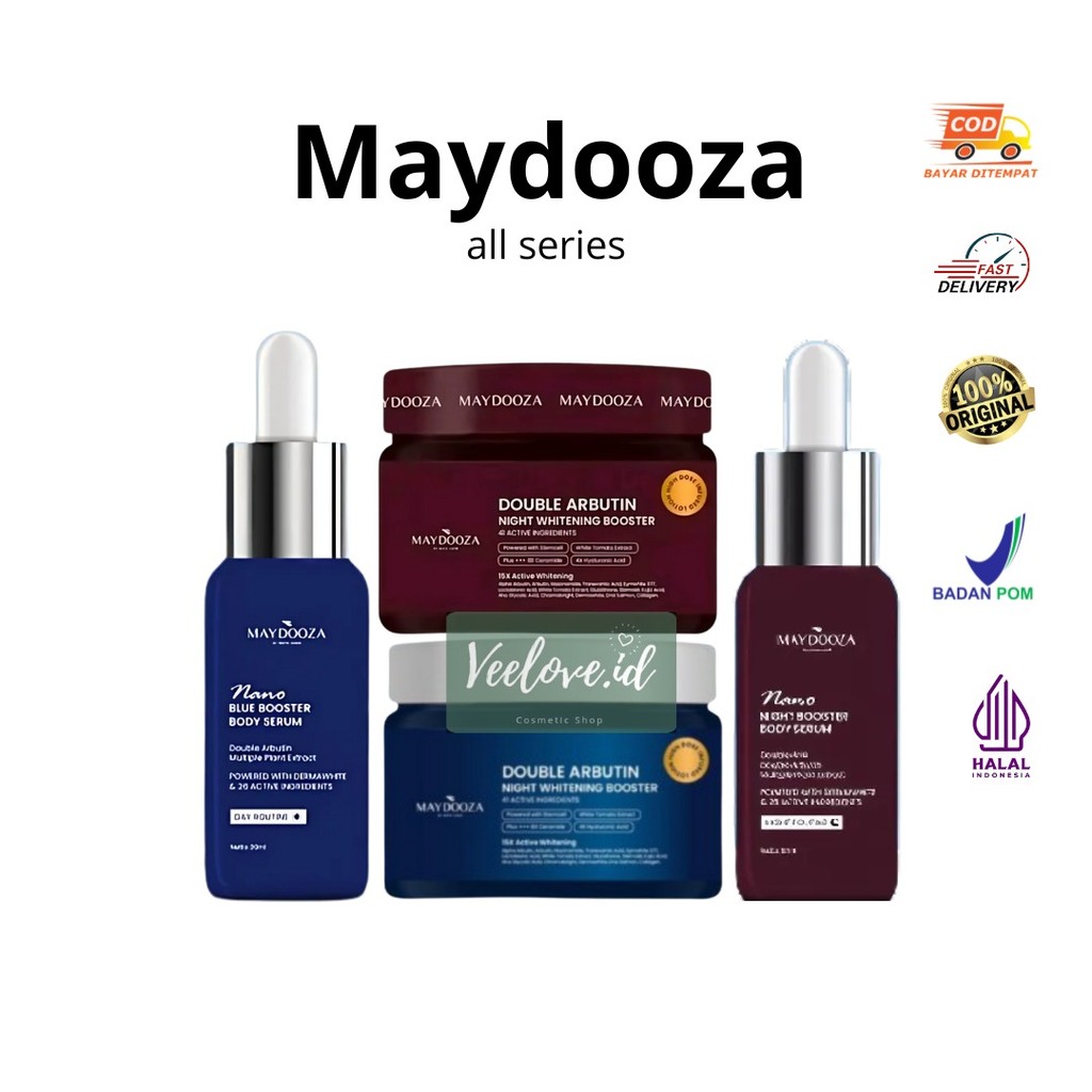 Maydooza Series | Double Arbutin Night Whitening Booster | Nano Night Booster Body Serum | Blue