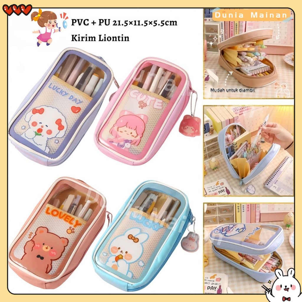 

[Ready]Empat Pensil Anak/Tas Penyimpanan Multifungsi Lucu/Kapasitas Besar Tahan Air/Tempat Pensil Pola Kartun Transparan