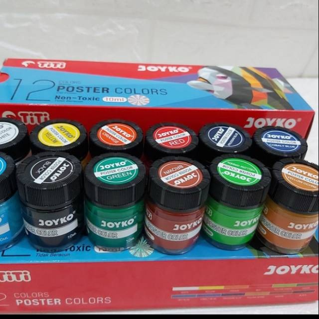 

POSTER COLORS SET 12 / Cat Poster Joyko Set Isi 12 Warna 10 ml