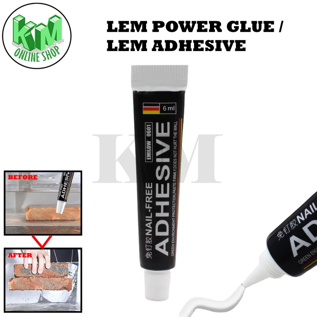 

Lem Adhesive 6 ML Anti Bor Nail Free Strong Serbaguna Power Glue Lem Keramik