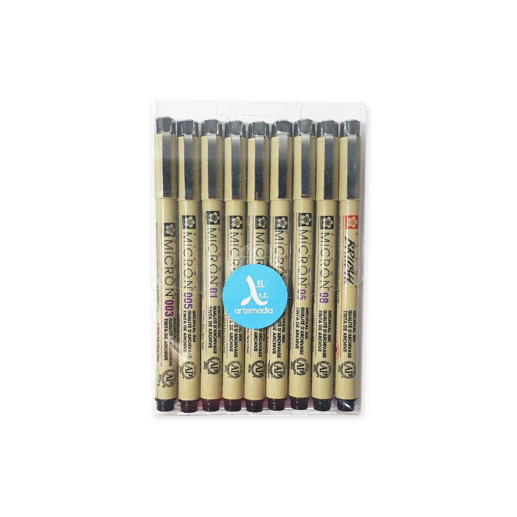 

Gramedia Surabaya - Sakura Pigma Micron Drawing Pen Set 9 Pigment Ink