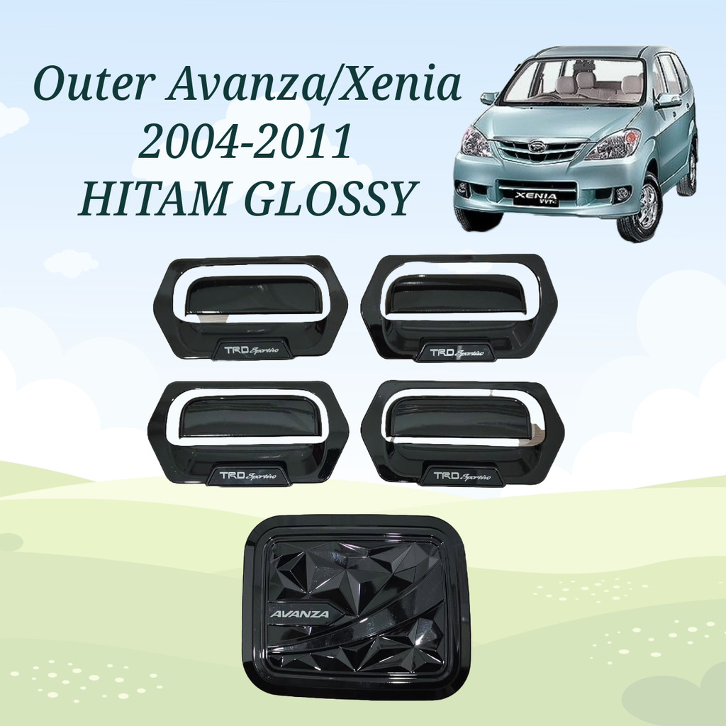 Outer Handle Tank Cover HITAM GLOSSY Mobil Avanza Xenia Vvti Old 2004 2005 2006 2007 2008 2009 2010 