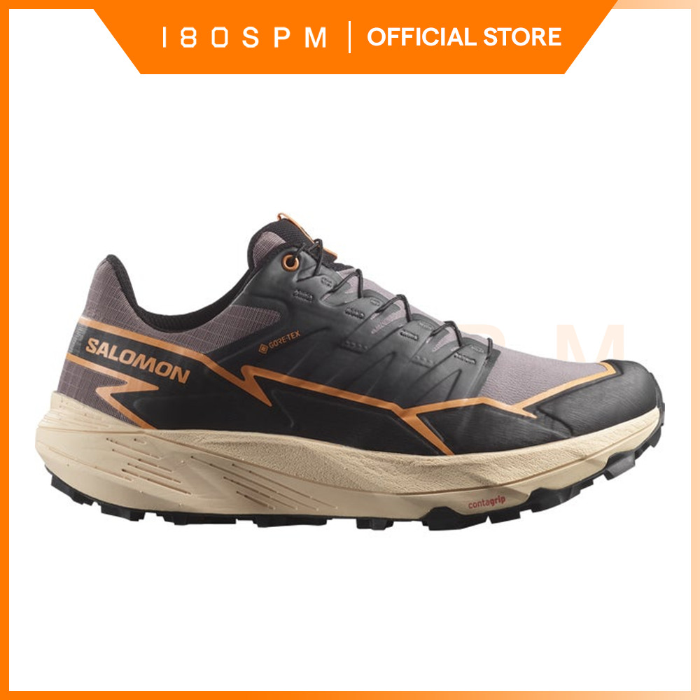 SALOMON - Thundercross Gore-Tex, Women's Trail Running Shoes, Shark / Black / Papaya - Sepatu Trail 