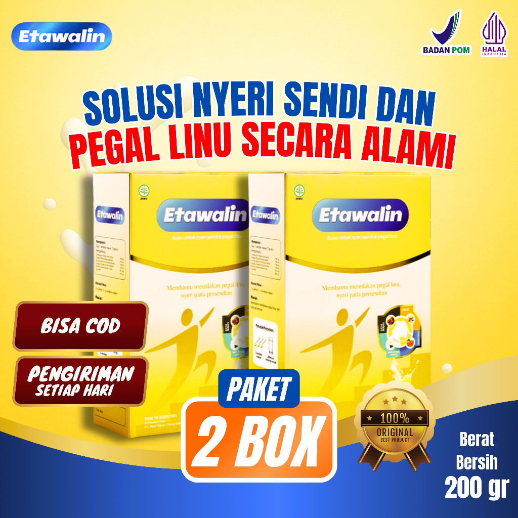 

PAKET 2 Box Etawalin - Susu Tulang ,Nyeri Sendi, Asam Urat Nomor 1 di Indonesia Original Asli 100%