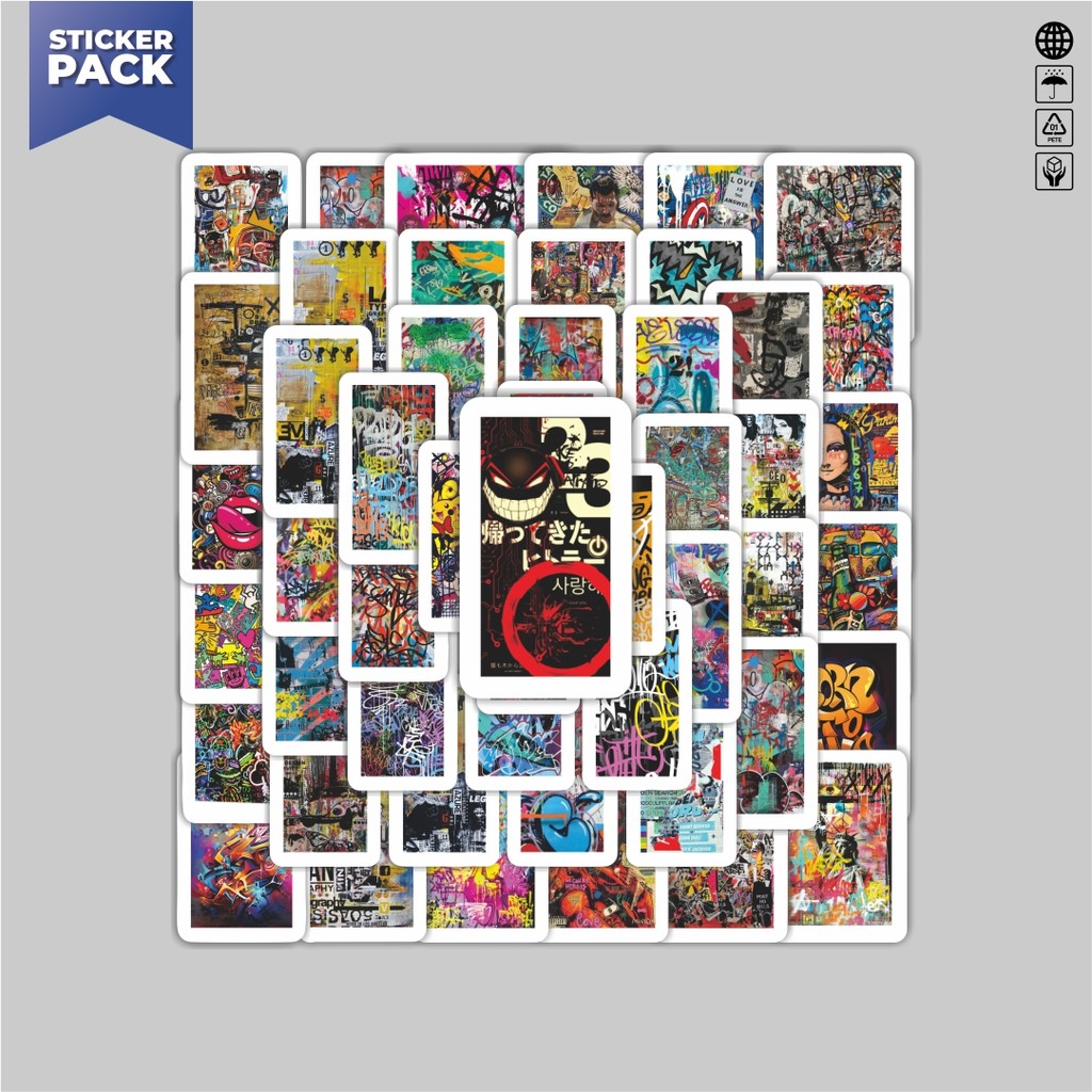 

[100PCS]Stiker Pack Stiker Seni Abstrak Aesthetic Vinyl Anti Air Dekorasi Sticker Laptop Buku Journal Koper Helm Casing HP Gitar Helm Skateboard