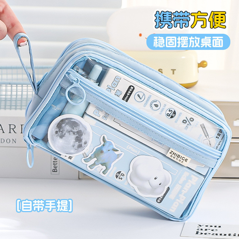 

kotak pensil transparan aesthetic pencil case large tempat pensil pen pouch lucu stationery organizer
