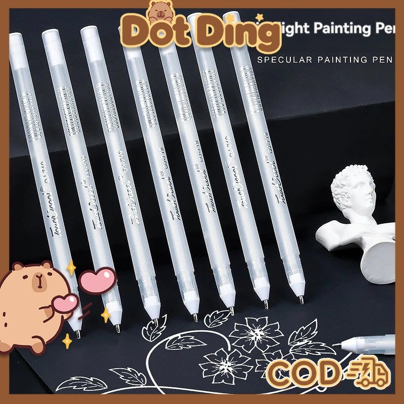 

[DOTDING]5/10 PCS Spidol Highlighter Putih Manga Tinta Permanent 0.8mm Waterproof untuk Scrapbook/Tanda Ban/Lukisan