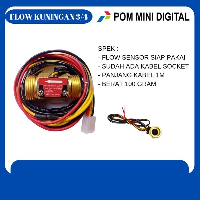 Flow Sensor Kuningan 3/4 Alat Ukur Pengeluaran Bensin Akurat - mesin hitung bensin pom mini digital