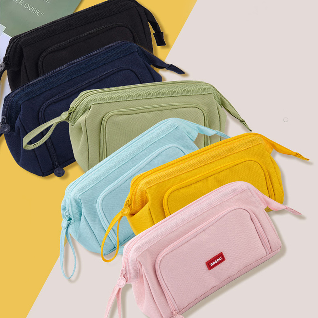 

1pc handle rope multi-layer pencil case, large-capacity portable desktop to store school supplies, back-to-school necessities