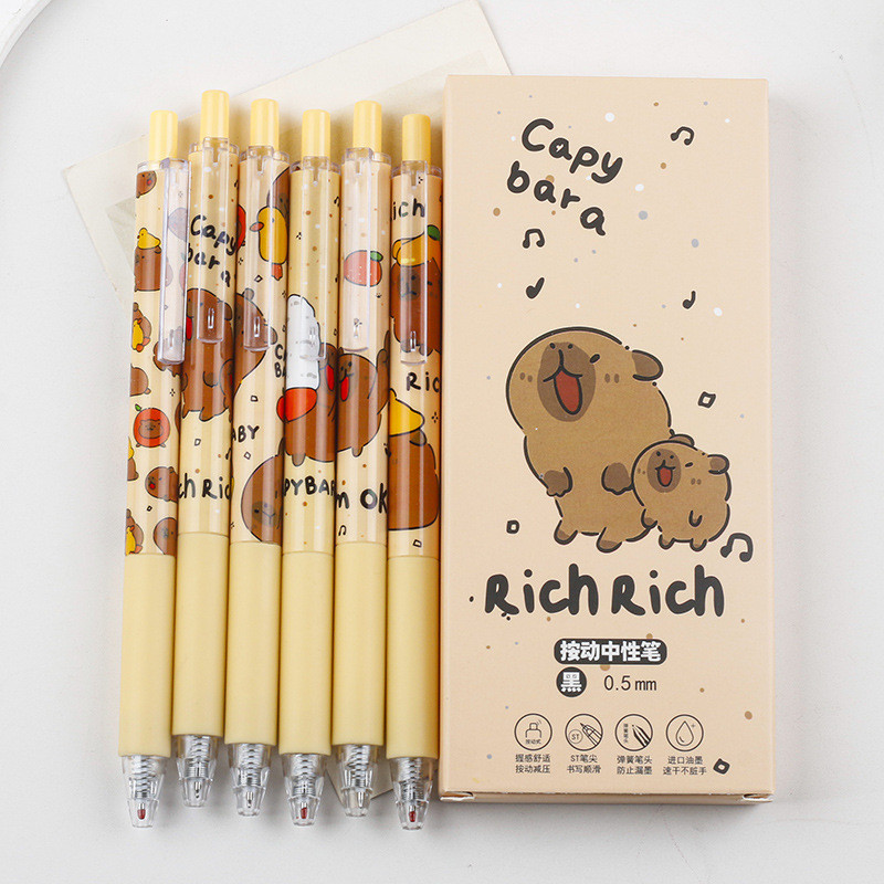 

6pcs Cute Butterfly Gel Pens Aesthetic Stationary Pens Kawaii pen stationery0.5 Mm Quick-drying Black Ink Pens Fine Point