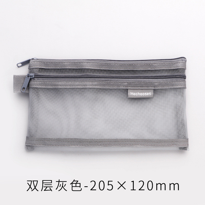 

Simple Transparent Double Mesh Bag Pencil Case Office Student Pencil Cases Nylon Kalem Kutusu S ool Supplies Pen Box