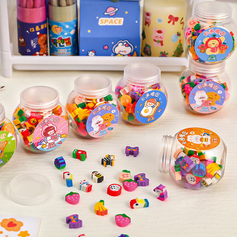 

50PCS Cute Rubber Eraser Creative Animal Fruit Pencil Erasers Mini Kawaii Stationery Kids Student Office Supplies Cute Eraser