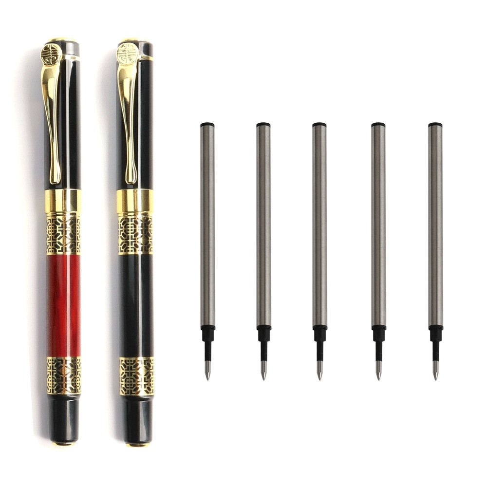 

Roller Pen High Quality Hollow Out Sculpture Gel Pen Metal Golden Black Stationery Office Sool Supplies Writing Gel Pens