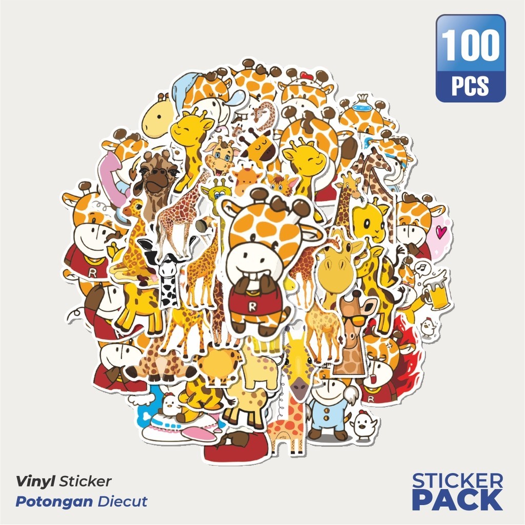 

Stiker Vinyl Sticker Hewan Jerapah Waterproof Aesthetic- Untuk Laptop, Motor, dan Helm - Paper Stationery Pack