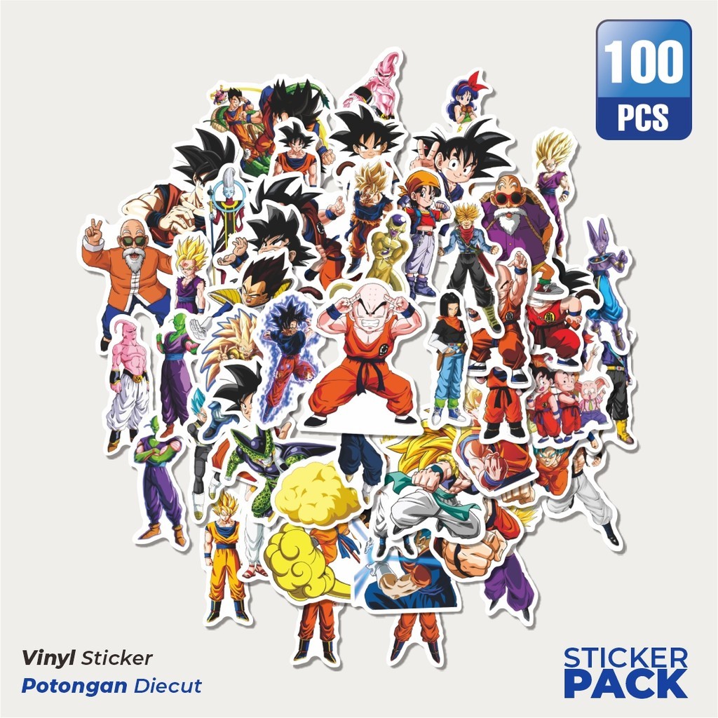 

100 PCS STIKER Dragon Ball Sticker Waterproof Aesthetic- Untuk Laptop, Motor, dan Helm - Paper Stationery Pack