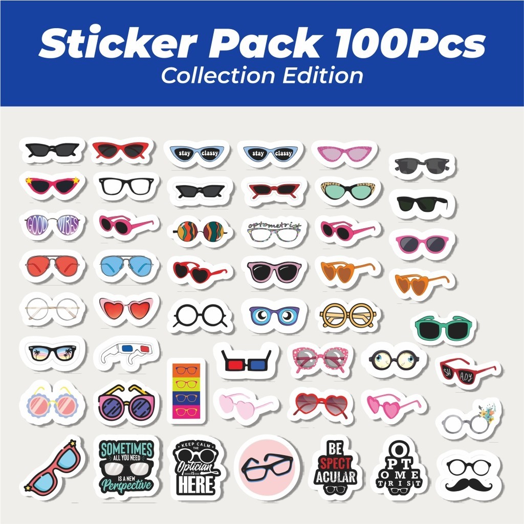 

Hot Stiker Kacamata Lucu Anti Air Stikers Berperekat Waterproof Sticker Decal Buat Motor Helm Buku Journal Koper Casing HP Laptop Botol Minum