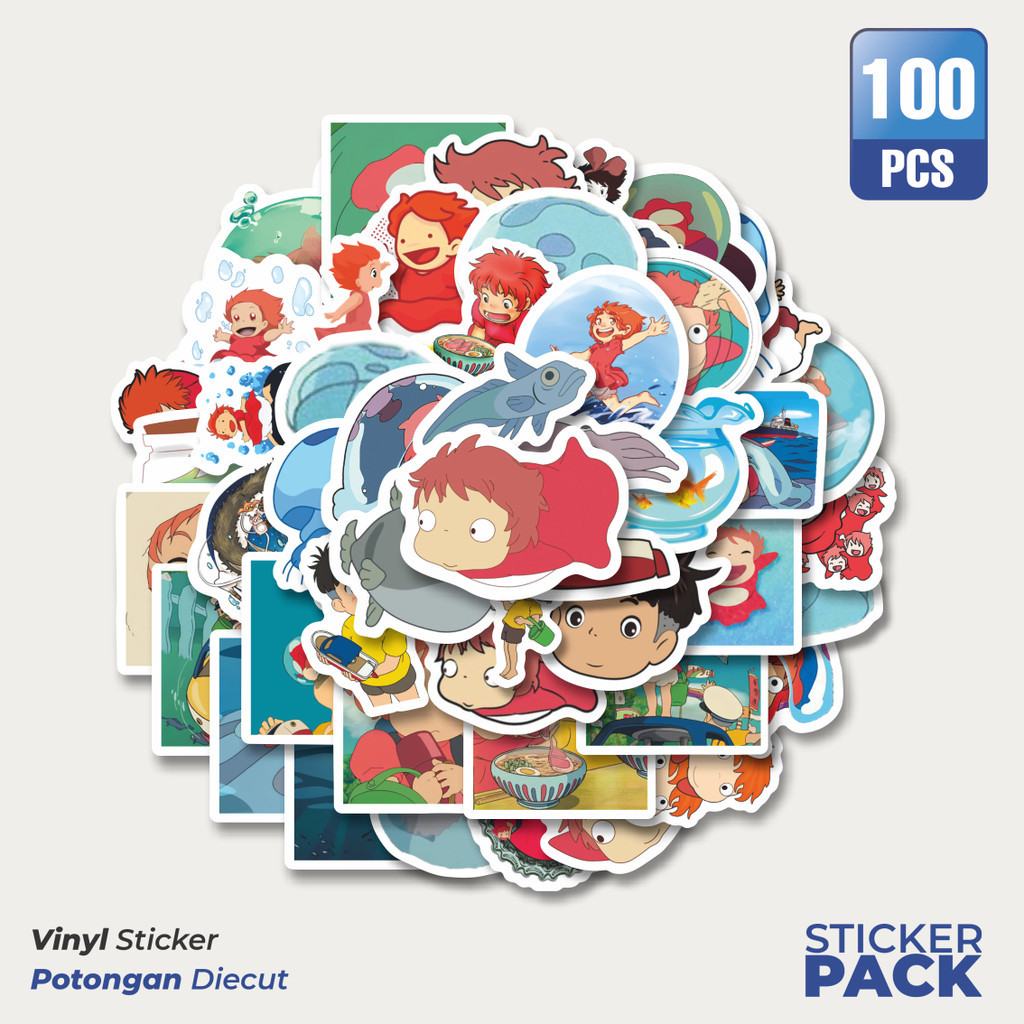 

Stiker Vinyl Stiker Kartun Ponyo Waterproof Aesthetic- Untuk Laptop, Motor, dan Helm - Paper Stationery Pack