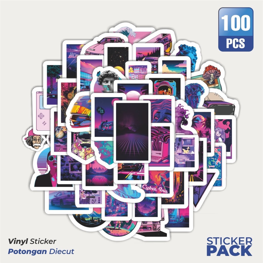 

Stiker Vinyl Stiker Vaporwave Waterproof Aesthetic- Untuk Laptop, Motor, dan Helm - Paper Stationery Pack
