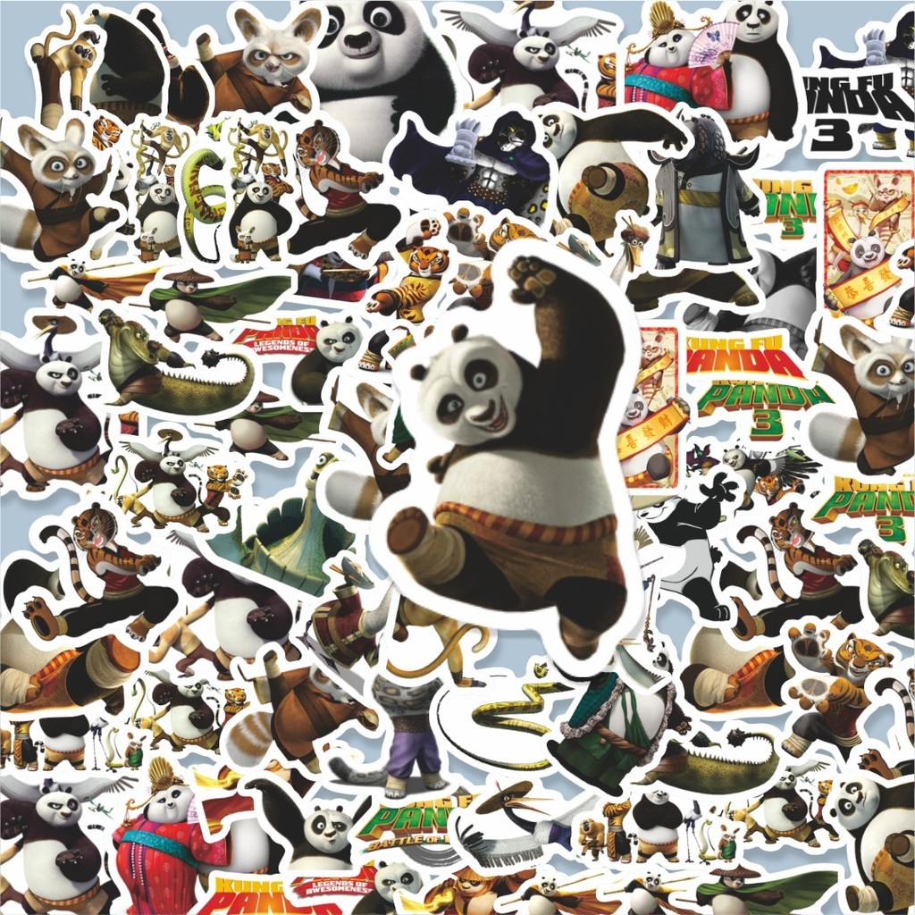 

100PCS Lucu Sticker Kartun Kung Fu Fanda Stiker Aesthetic Stiker Anti Air Stikers Berperekat Waterproof sticker decal buat Motor Helm Buku Journal Koper Casing HP Laptop Botol Minum Hadiah anak