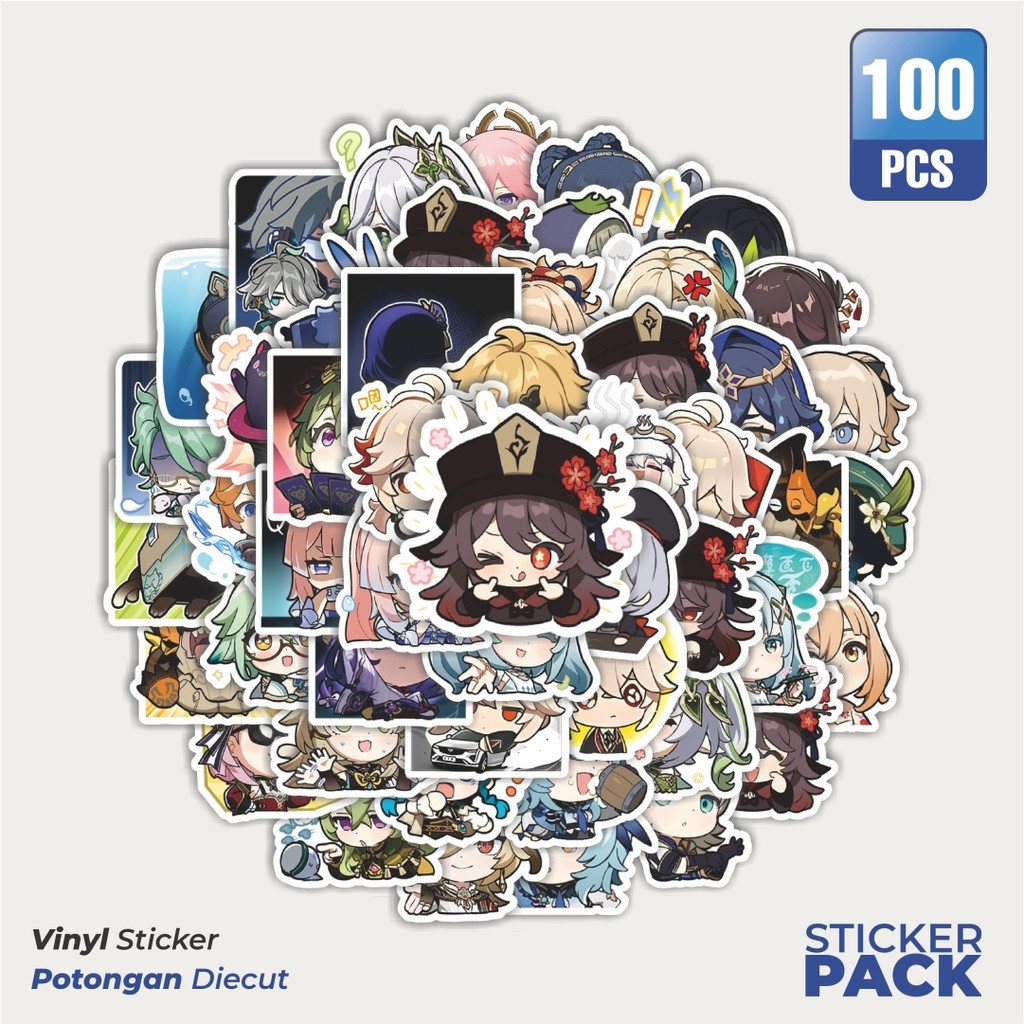 

MURAH 100 PCS Stiker Anime Genshin Impact Waterproof Aesthetic- Untuk Laptop, Motor, dan Helm - Paper Stationery Pack