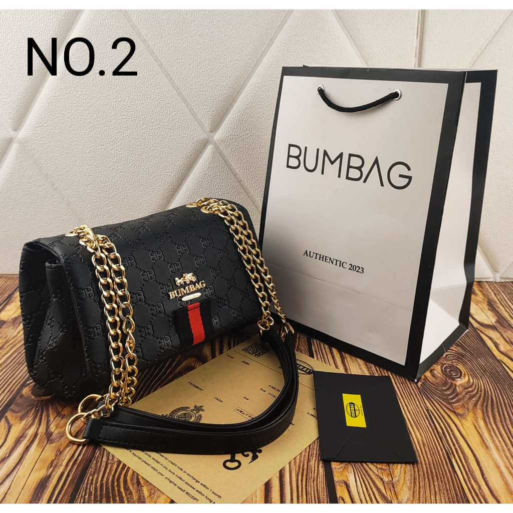 TS10 BUMBAG - Tas Selempang BLACK EDITION FREE PAPERBAG Cewek Sling Bag Import Terbaru - Hezi Sling 