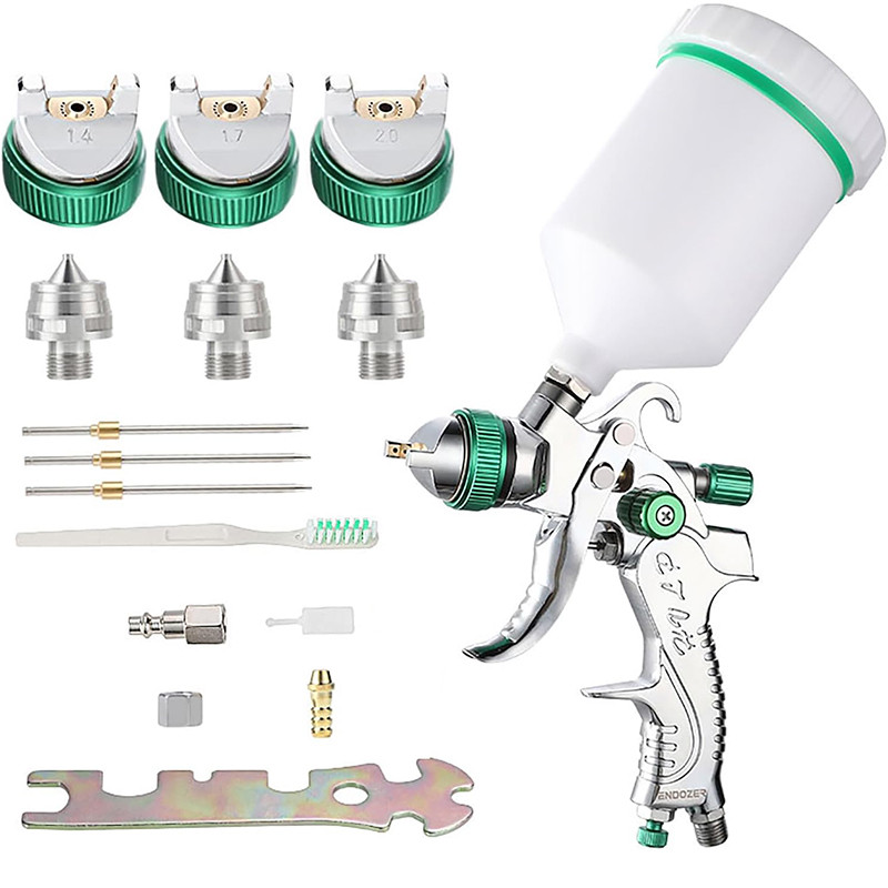

Professional HVLP Spay Gun 1.4/1.7/2.0mm Nozzle Adjustable Pneumatic Gravity Spray Gun Suitable For Cars Fences Walls Furniture