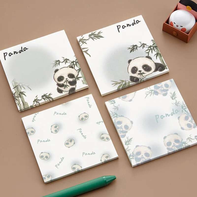 

1 Piece Lytwtw's Cartoon Adhesive Cute Kawaii Panda Notes Notepad Memo Pad Office School Supplies Stationery Sticker Decoration