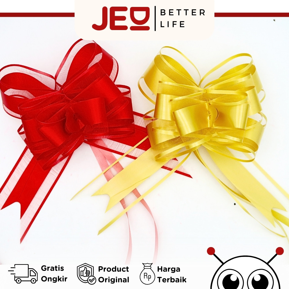 

(1 Pak 10 pcs) Pita Tarik POM 50mm Motif Rose 50mm Serut Matte Organza