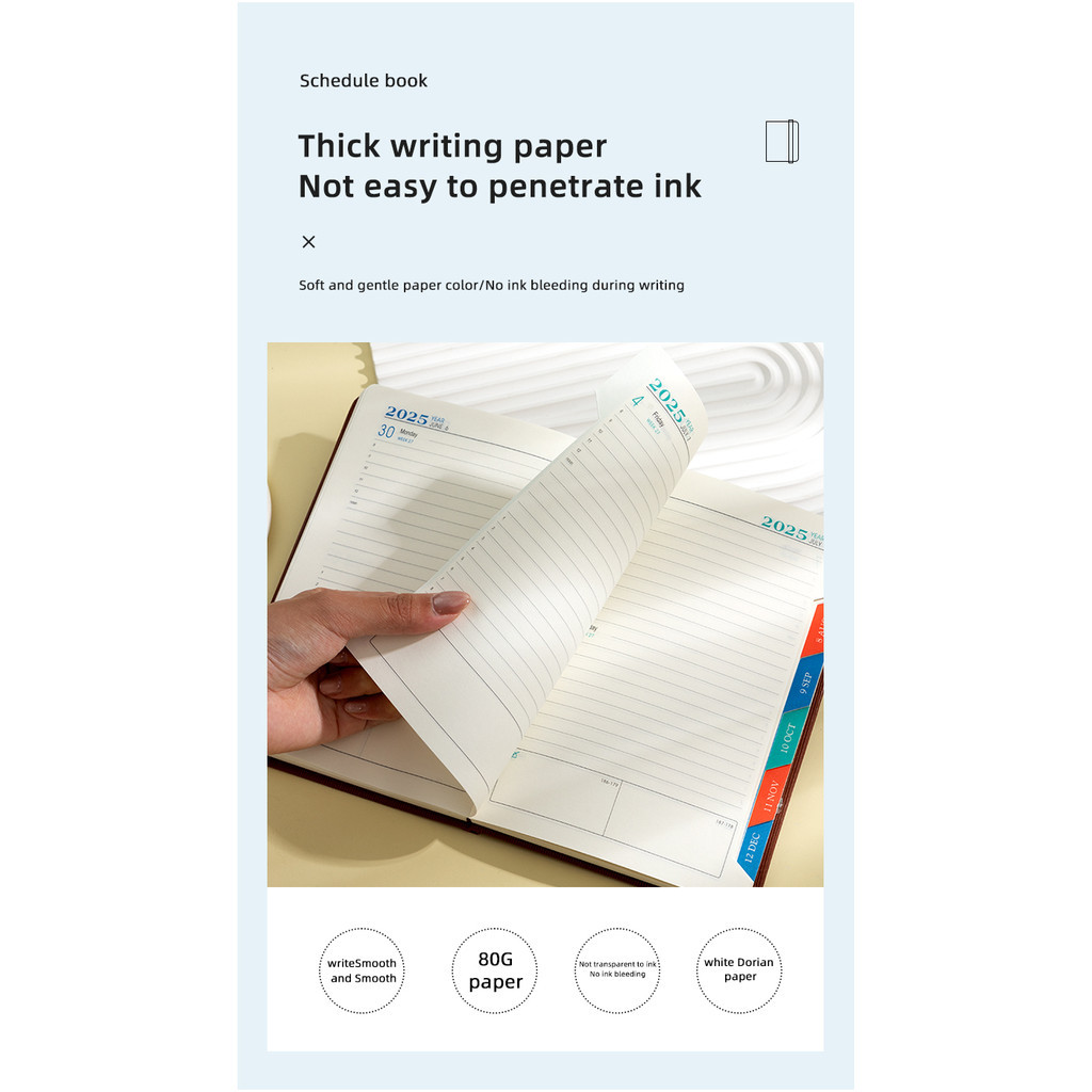 

[Whispers] Buku Agenda 2025 365 Hari Planner Harian A5 Softcover Kulit PU Tebal 360 Halaman