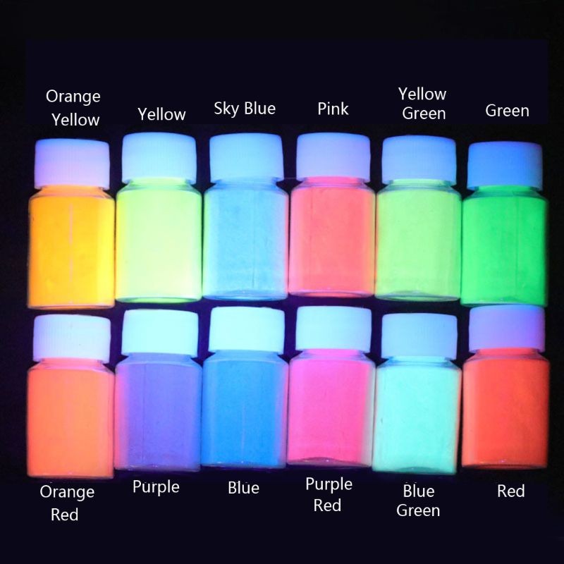 

12 Colors Glow in The Dark Powder Skin Safe Epoxy Resin Luminous Pigment Nail Polish Slime Acrylic Paint Jewelry Making