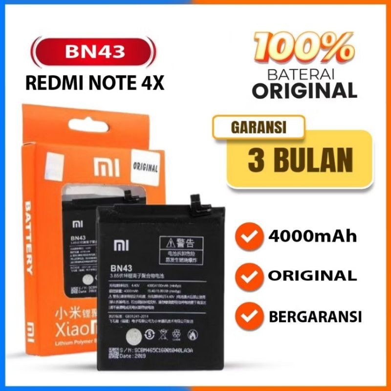 BATERAI BATRE XIAOMI REDMI NOTE 4X / NOTE 4 SNAPDRAGON / BN43 Original 100%