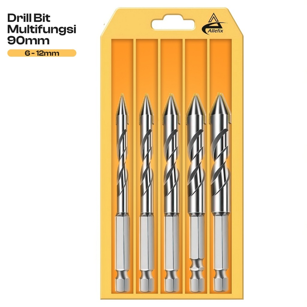 FIXTEC  Mata Bor Silang 6-12mm Mata Bor Cross Drill Bit Hex Pelubang Besi/Keramik/Beton- 6809