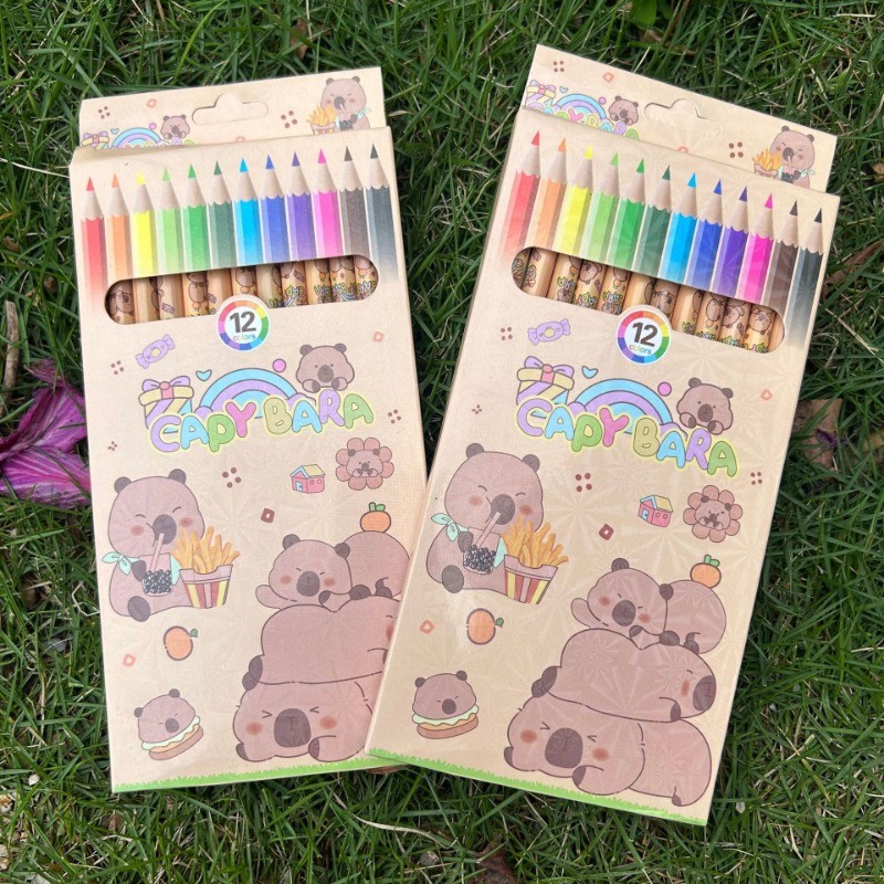 

12 Pcs Capybara Colors Pencil Wooden Colored Pencils Set Ketch Drawing Pencils for School Office & Party Gift