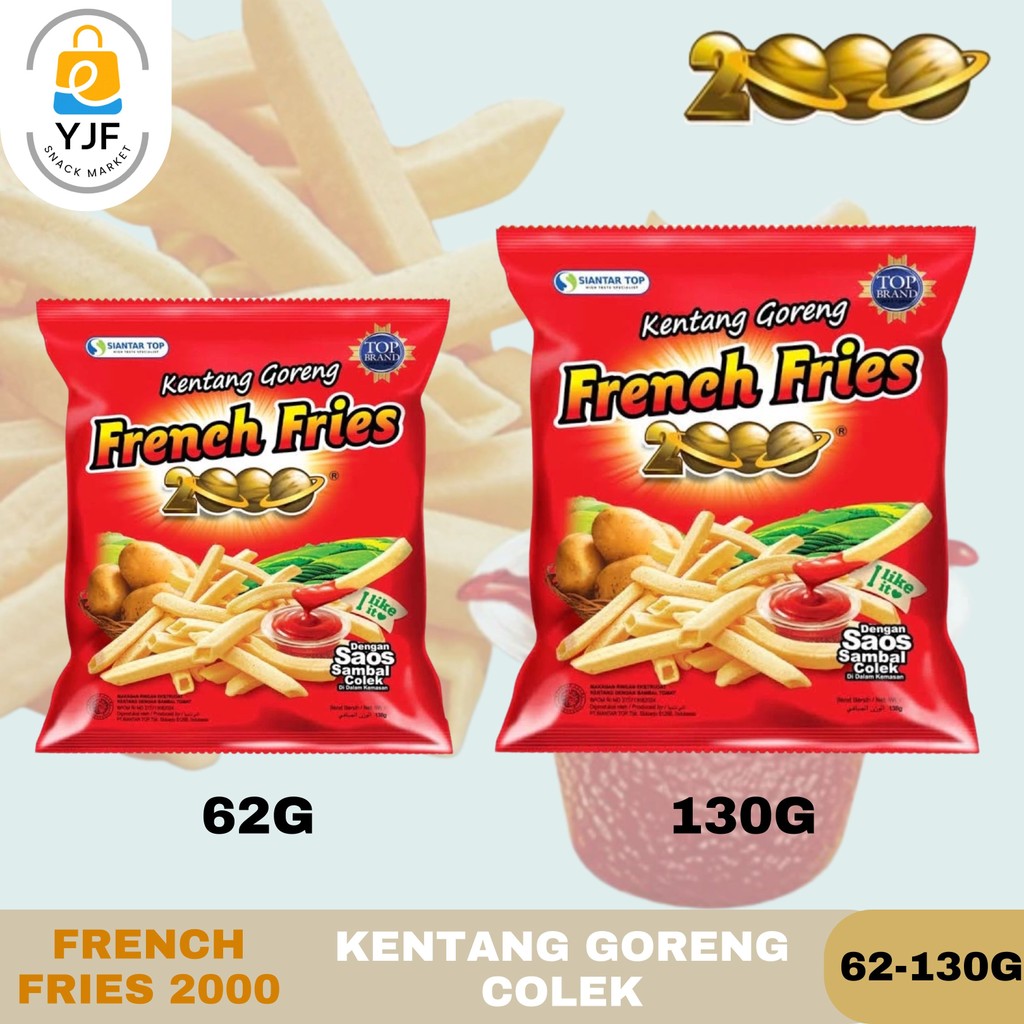 

French Fries Premium 2000 62g / 130g / Kentang Goreng / Snack Ketang / Cemilan / Potato & Sambal Colek
