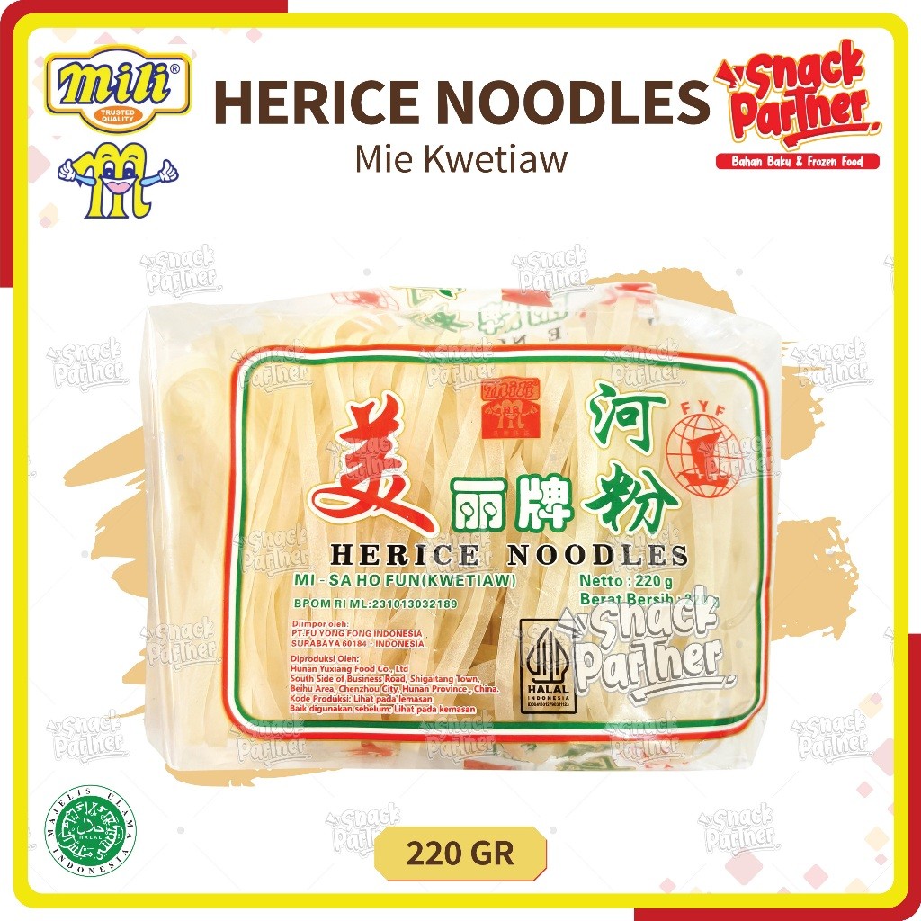

MILI KWETIAUW / HERICE NOODLES 220 GR - Mie Rice Noodle Kwetiau Kwetiao Kuetiau Kwetiaw Kuetiaw Mitiao Mitiau Mitiaw