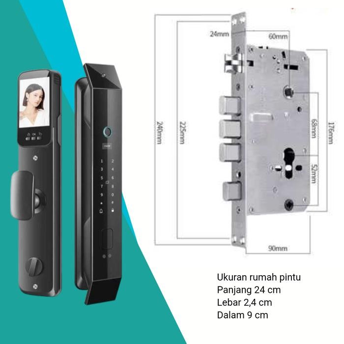 

ALOYX Kunci Pintu Rumah Fingerprint Kamera Smart Lock Door Handle Usb Digital Set - Model A, Normal Version Sale