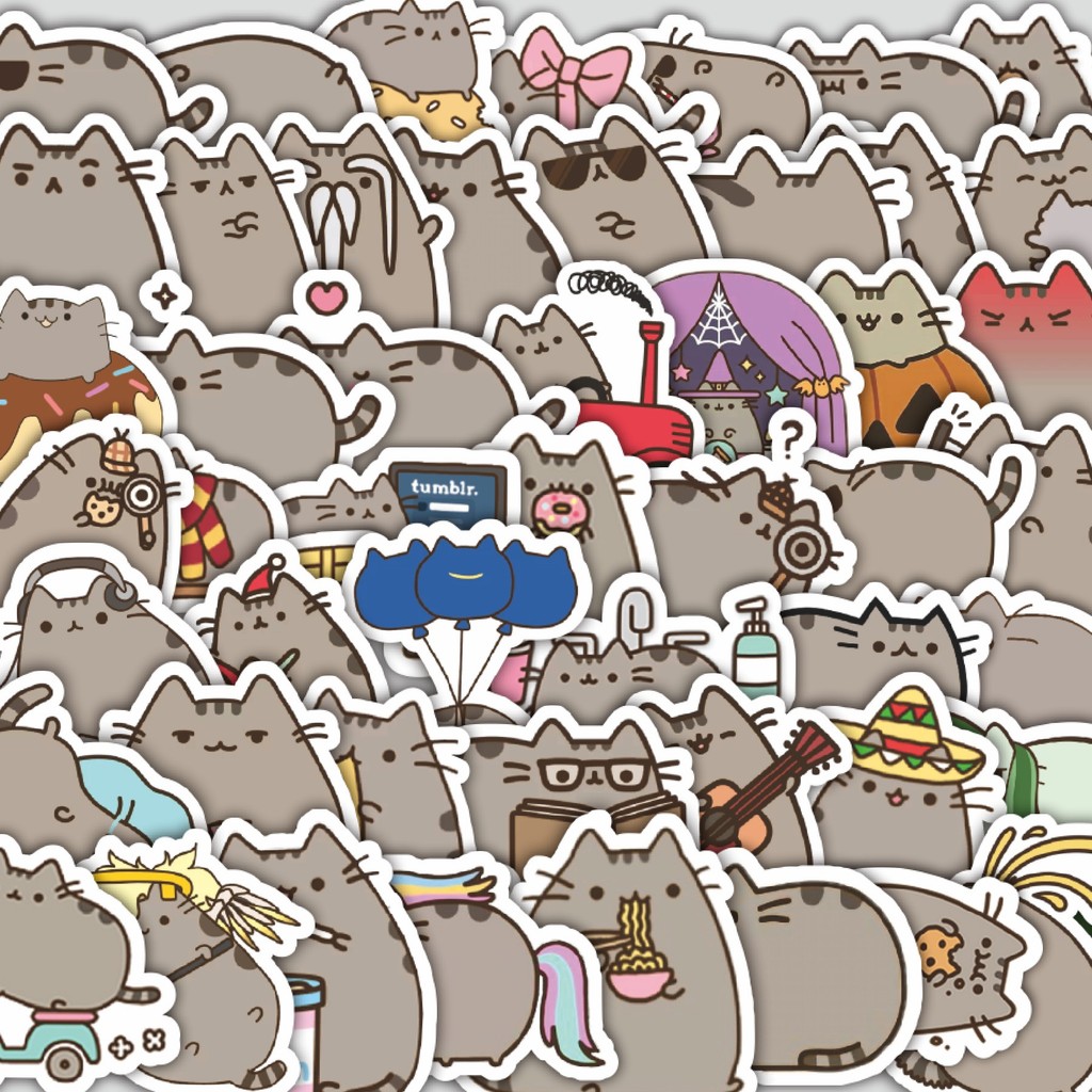 

Stiker Cutting Pack Stiker Funny Pusheen Cats [Kucing Pusheen yang Lucu] Isi 100Pcs Series Aesthetic Lucu Keren Untuk Koper Bahan Vynil