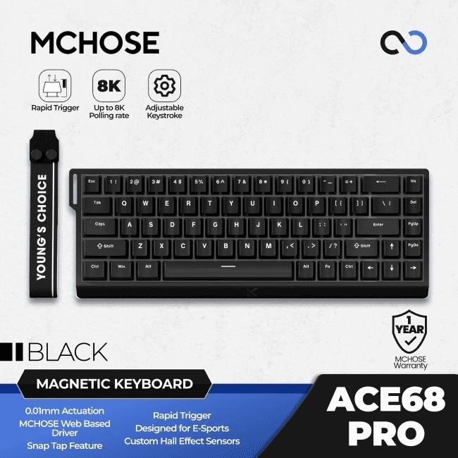 MCHOSE ACE68 PRO 8K Hall Effect 65% Keyboard Rapid Trigger SOCD DKS Wooting - Hitam, Ice Blue